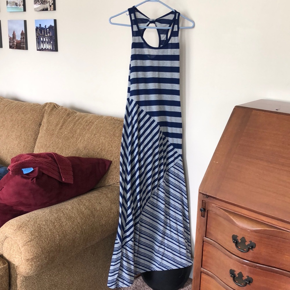 Maxi dress, navy and grey